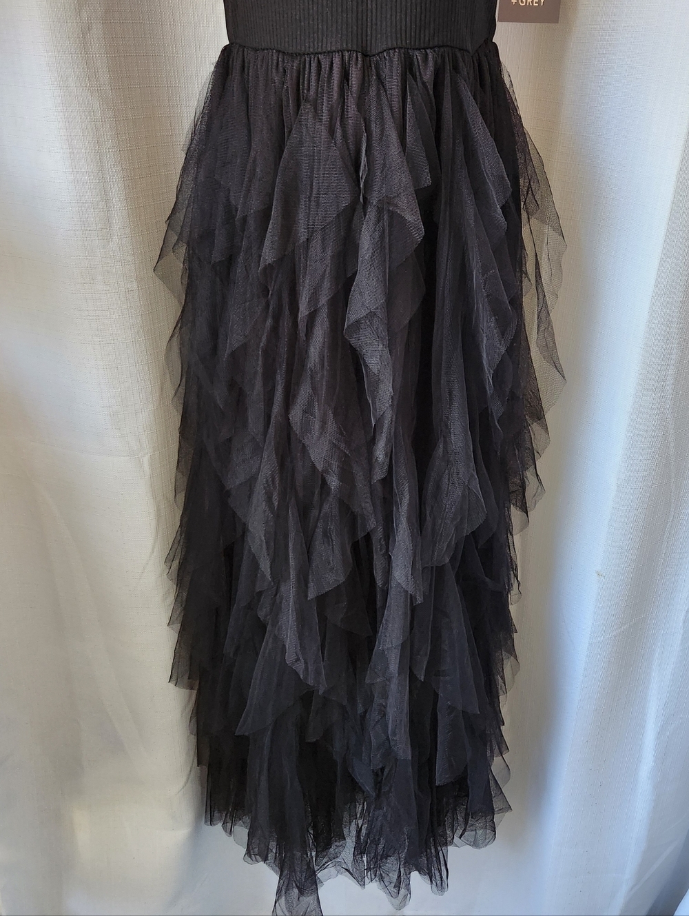 NWT Lark + Grey Black Tulle Tiered Maxi Dress Size MP Whimsigoth - Picture 3 of 5